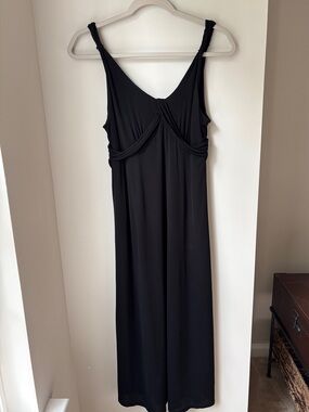 LOFT Black Midi Dress with Knotted Straps